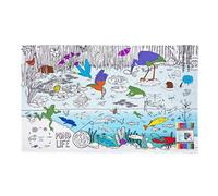 Eatsleepdoodle Reusable Colorable Nature Tablecloth, Discover Frogs, Fish, Animals and Environment, Educational Wildlife Learning Activity for Kids, Including Washable Felt Pens (130x85CM)