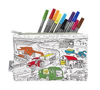 eatsleepdoodle Working Wheels Colouring Pencil Case, 10pk Wash Out Pens
