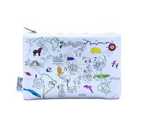 eatsleepdoodle World Map Washable Colouring Pencil Case, 10pk Wash Out Pens | 100% Cotton outer, 23x16cm pencil case, non-toxic ink washes out at 40 degrees to decorate again, a great birthday gift