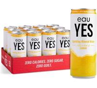 eau YES - Sparkling Mineral Water All Natural Flavours, Zero Sugar, Zero Calories, Zero Sweeteners, Vegan & Keto Friendly, Eco-Friendly Brand (12 Cans x 330ml, Lemon)