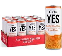 eau YES - Sparkling Mineral Water All Natural Flavours, Zero Sugar, Zero Calories, Zero Sweeteners, Vegan & Keto Friendly, Eco-Friendly Brand (12 Cans x 330ml, Orange Blossom)