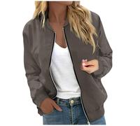 Eauptffy Bomber Jacket, White, Lightweight Jacket, Women's Pilot Jacket, Long Sleeve Zip, Flight Jacket, Thin, Soft, Casual Jacket, Basic Solid Biker Jacket, Casual Elegant Jacket, Outdoor Women,
