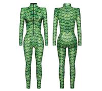 Eauptffy Jumpsuit Women's Turtleneck Simulation 3D Print - Carnival Cosplay Costume Bodysuit with Zip Halloween Costume Full Body Catsuit Glitter Catsuit Stretch Jumpsuit