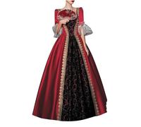 Eauptffy Medieval Clothing Women's Renaissance Princess Dresses Baroque Rococo Dress Victorian Queen Maxi Dresses Elegant Evening Dresses A-line Party Cocktail Dress, O Red, XL