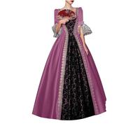 Eauptffy Medieval Clothing Women's Renaissance Princess Dresses Baroque Rococo Dress Victorian Queen Maxi Dresses Elegant Evening Dresses A-line Party Cocktail Dress, O Rosa, XXL