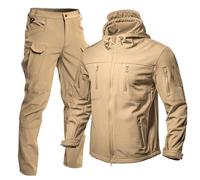 Eauptffy Rain Suit Men's Suit Army Combat Suit Military 2-Piece Wind Jacket Tactical Transition Jacket Combat Lightweight Rain Jacket Cargo Trousers Plain Tracksuit for Mountaineering Hiking Camping