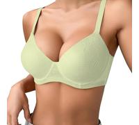 Eauptffy Women's Bra Without Underwire Seamless Comfortable Soft Smooth Bra Non-Wired Push Up T-Shirt Deep V-Neck Bralette Comfortable Bra Bustier Lace Trim Large Sizes Underwired, O Light Green, 40C