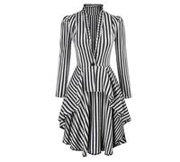 Eauptffy Women's Steampunk Long Striped Jacket, Renaissance Victorian Gothic Blazer, Elegant Party Coat, Medieval Vintage Gothic Frock Shirt, Long Robe, Cosplay Uniform, O Grey, XXL