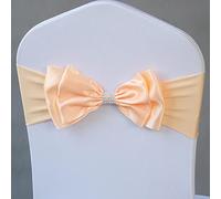 EAUSO Seat Cover Lace,Chair Covers Sashes,10pcs 50pcs Free Tie Elastic Spandex Chair Sash Band With Satin Bow Party Wedding Decoration Stretch Chair Tie Sash Ribbon Knot-Red,50pcs (Color : Peach)