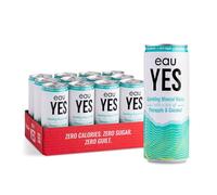 eauYES - Sparkling Mineral Water with a hint of Pineapple & Coconut (12 x 330ml), All Natural, Zero Sugar, Zero Calories & Zero Sweeteners, Vegan & Keto Friendly, Eco-Friendly Brand