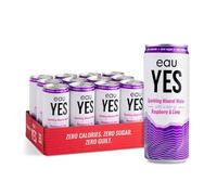 eauYES - Sparkling Mineral Water with a hint of Raspberry & Lime (12 x 330ml), All Natural, Zero Sugar, Zero Calories & Zero Sweeteners, Vegan & Keto Friendly, Eco-Friendly Brand