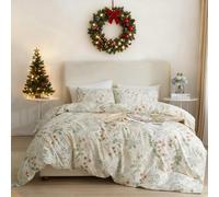 EAVD 100% Cotton Soft Vintage Floral Bedding Set Double Bed Linen for Girls Women with 2 Pillow Cases Reversible Zipper Closure