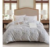 EAVD Chic Fresh Blue Floral Duvet Cover King Soft 100% Cotton Garden Floral Aesthetic Bedding Set with 2 Pillowcases Cottagecore Botanical Duvet Cover with Zipper Closure