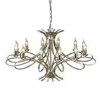 Eaves Hanging Ceiling Pendant Chandelier 12 Lamp Polished Nickel Curve Arm Light
