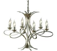 Eaves Hanging Ceiling Pendant Chandelier 6 Lamp Polished Nickel Curve Arm Light