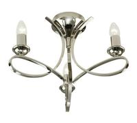 Eaves Semi Flush Ceiling Chandelier 3 Lamp Bright Nickel Curved Multi Arm Light