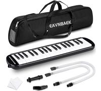 Eavnbaek -37 Key Melodica, Air Piano Keyboard, Soprano Melodic with 2 Soft Long Tubes, 2 Short Mouthpieces and Carrying Bag (Black)