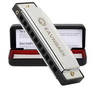 Eavnbaek Blues Harmonica Mouth Organ 10 Holes C Key 20 Tones Harp For Kids Adult Student Beginners Professionals, with Hard Case and Cloth (Sliver)