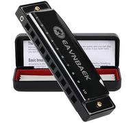 Eavnbaek Blues Harmonica Mouth Organ 10 Holes C Key 20 Tones Harp For Kids Adult Student Beginners Professionals, with Hard Case and Cloth (Black)