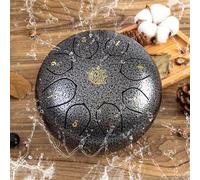 Eavnbaek Rain Chime Drum - 8 Note 6 Inch Rain Drum for Outside Garden, with Bag, Music Book, Drumsticks, Mallet Holder and Finger Paddles, Waterproof Musical Rain Drum for Garden (Starburst Silver)