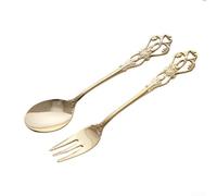 Eawfgtuw 1/10 PCS Stainless Steel Spoon And Fork Set, Dessert Tea Spoons Pastry Forks, For Sundae Latte Coffee Honey Fruit Cake, Mirror Polishing