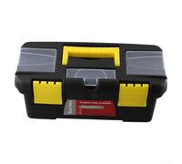 Eawfgtuw 10-Inch Two-Layer Plastic Toolbox with Secure Latches and Reinforced Handle for Tool Storage, Black(No Inner Layer)