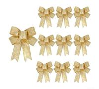 Eawfgtuw 10 Pack Christmas Bows Red Silver Gold Fabric Tree Ornaments 10X8cm For Wreaths Garland Party Decorations Holiday Crafts(gold)