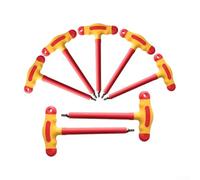 Eawfgtuw 1000V VDE Insulated T-Handle Torx Wrench Set T10-T40, High Voltage Resistant Electrical Hand Tool with Alloy Forged Shaft and Two-Color TPE Grip for Safe Live(T10)