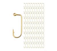 Eawfgtuw 100pcs 90 Degree Crank Hook Worm Lure Barbed Fishing Hooks, High Carbon Steel Strong Fish Hooks for Fresh and Salt Water Tackle (Golden)(8#)