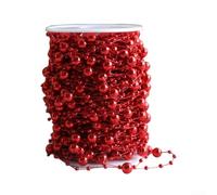 Eawfgtuw 10M Christmas Tree Beads Garland Artificial ABS Bead Trim String For Holiday Party Wedding Fireplace Mantel Decoration For DIY Display(Red)