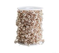 Eawfgtuw 10M Christmas Tree Beads Garland Artificial ABS Bead Trim String For Holiday Party Wedding Fireplace Mantel Decoration For DIY Display(Light gold)