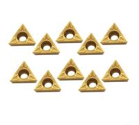 Eawfgtuw 10pc TCMT16T304 Carbide Inserts, Triangle Indexable Tool Insert for 1/2" Lathe Turning Tool, Gold Coated Cutting Insert for CNC