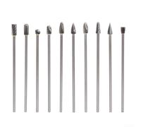 Eawfgtuw 10pcs Solid Carbide Rotary Burrs Set with 3mm Shank and 6mm Double/Single Cut Heads, 100mm Length Milling Cutters for Metal, Wood, Stone and Glass(Single Cut)