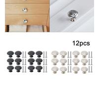 Eawfgtuw 12 Pcs Stainless Steel Cabinet Knobs and Cupboard Handles for Kitchen Cabinets, Drawer Pulls, and Wardrobe Door Knobs, Single Hole Design with Mounting Screws,(Silver)