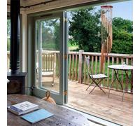 Eawfgtuw 12 Tubes Aluminum Wind Chimes with Pine Wood Top, Spiral S-Shaped Outdoor Hanging Bell for Garden Patio Yard Decoration, Waterproof Metal Chime Producing (Gold)