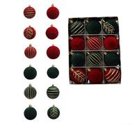 Eawfgtuw 12PCS Christmas Ball Ornaments 6CM Red White PET Tree Decorations for Holiday Wedding Party Bridal Shower Home Garden Hanging Decor (F)