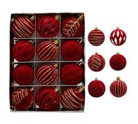 Eawfgtuw 12PCS Christmas Ball Ornaments 6CM Red White PET Tree Decorations for Holiday Wedding Party Bridal Shower Home Garden Hanging Decor (D)