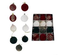 Eawfgtuw 12PCS Christmas Ball Ornaments 6CM Red White PET Tree Decorations for Holiday Wedding Party Bridal Shower Home Garden Hanging Decor (E)