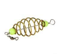 Eawfgtuw 20pcs Carp Fishing Spring Feeder with Luminous Beads, Inline Stainless Steel Bait Cage for Coarse Fishing, Stable Green Fish Trap 8x5x3cm