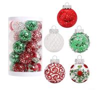 Eawfgtuw 25 Pieces Christmas Glitter Ball Ornaments 6cm Tree Decorations Hanging Baubles for Holiday Wedding Party Home Garden Festive Decor Multiple Colours Available(Red Green White)
