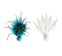 Eawfgtuw 2Pcs Artificial Peacock Feathered Birds Christmas Tree Ornaments with Metal Clips Blue & White Glittery Simulation Decorations for Holiday Home Wedding (1pcs white+1pcs blue)