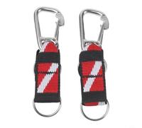Eawfgtuw 2PCS Scuba Diving Split For Ring Connector with Clip, 316 Stainless Steel Dive Gear with Nylon Webbing Strap and Flag, Quick Release Snap Hook for Snorkeling Freediving