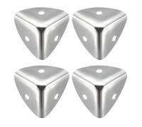 Eawfgtuw 4pcs 40mm Zinc Alloy Box Corner Protectors with Screws, Metal Angle Brackets for Wooden Chest, Trunk, Table, Toolbox and Decorative Cases, Polished Silver Tone