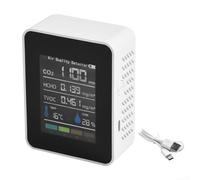 Eawfgtuw 5 in 1 Indoor Air Quality for HCHO TVOC Detection, Formaldehyde Gas Tester Meter with Large LCD, 1200mAh USB-C Rechargeable for Home Office Car Hotel Use White(white)