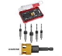 Eawfgtuw 5 Pcs Countersink Drill Bit Set Adjustable Depth Stop Aluminum Alloy Hexagonal Shank for Wood Plastic Drywall 3/16" 11/64" 1/8" 5/32" 9/64" with Case