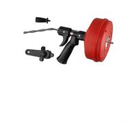 Eawfgtuw 5M Drain Auger for 3/4 in to 2 in Pipes, Dual-Purpose Manual & Electric Drill Powered, Manganese Steel Snake with Automatic Clutch, Red and Black