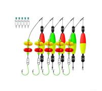 Eawfgtuw 5Pcs Artificial Catfishs Float Rigs With Rattler Beads, High Carbon Steel Circle Hooks In 6/0 8/0 10/0 Sizes, EVA Foam Bright Floats For Bank Fishing(6/0#)