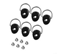 Eawfgtuw 6 Pack For D For Ring Replacement with Screws, 304 Stainless Steel Boat Tie Down Loop for Canoe Rigging Fitting, Black Nylon Deck Shackle Buckle for Fishing Gear Repair