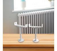 Eawfgtuw Adjustable Aluminum Radiator Floor Brackets, Height Adjustable 11-36 cm L-Shaped Feet with 2 Pcs Set, Stable Support for Cast Iron Central Heating Radiators, Wh(Adjustable 11-16 cm)