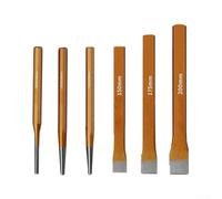 Eawfgtuw Alloy Steel Chisel Set 6 Pieces - Flat Center Cylindrical Chisels with Canvas Bag for Demolition Carving Scaling Crushing Hard Stone Bricks Concrete Automotive Body Work 150-200mm